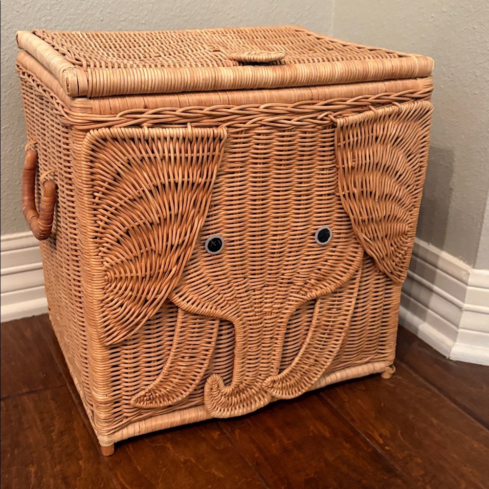 Elephant Wicker Storage Basket